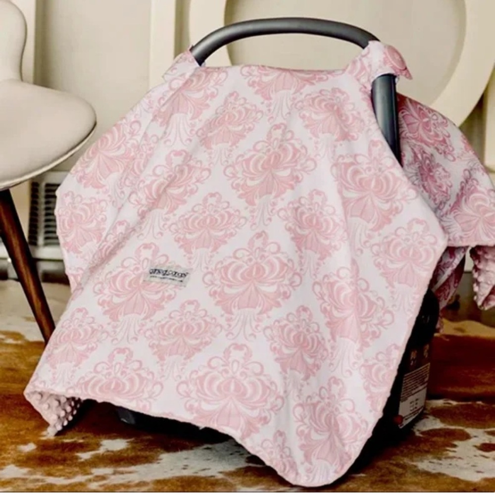 Pink And White Carseat Canopy